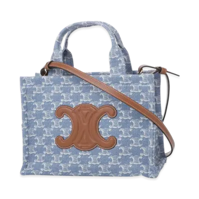 CELINE 3Way Small Cabas "Denim/White"