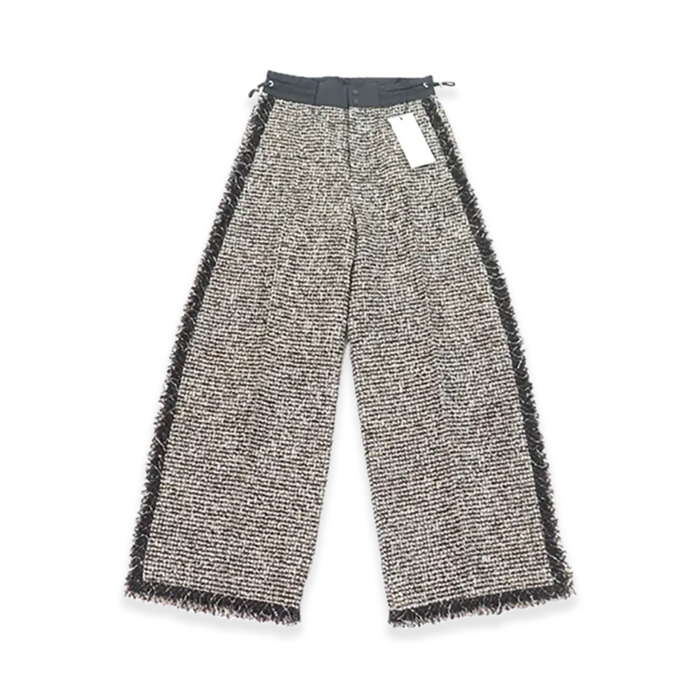 sacai Wool Tweed Wide Pants With Center Crease And Side Fringe "Brown"