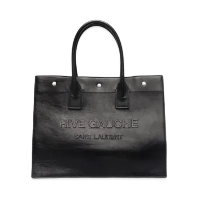SAINT LAURENT Rive Gauche Small Tote Bag In Smooth Leather "Black"