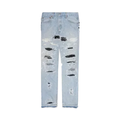 INNOCENCE NYC DESTROY LEATHER DENIM PANTS 33inch "Lt Denim"