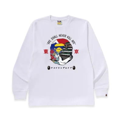 A BATHING APE Ape Head L/S Tee "White"