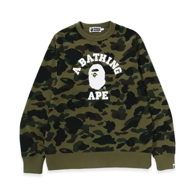 A BATHING APE College Crewneck Sweatshirt "Green"