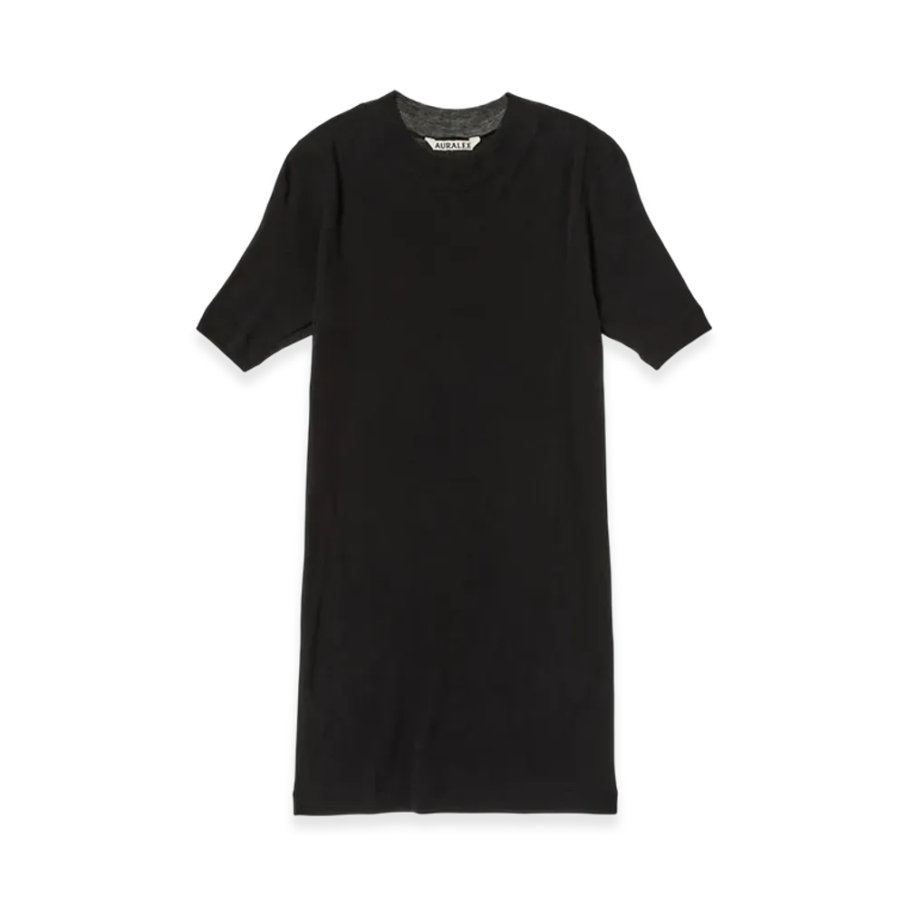 AURALEE Women's Super High Gauge Sheer Rib Tee "Black"