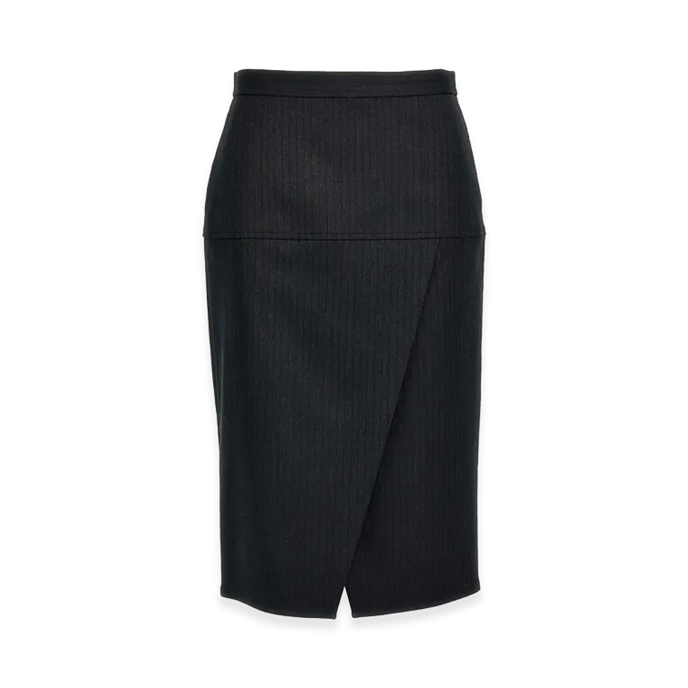FENDI Women's Pinstriped Wool Skirt "Black"