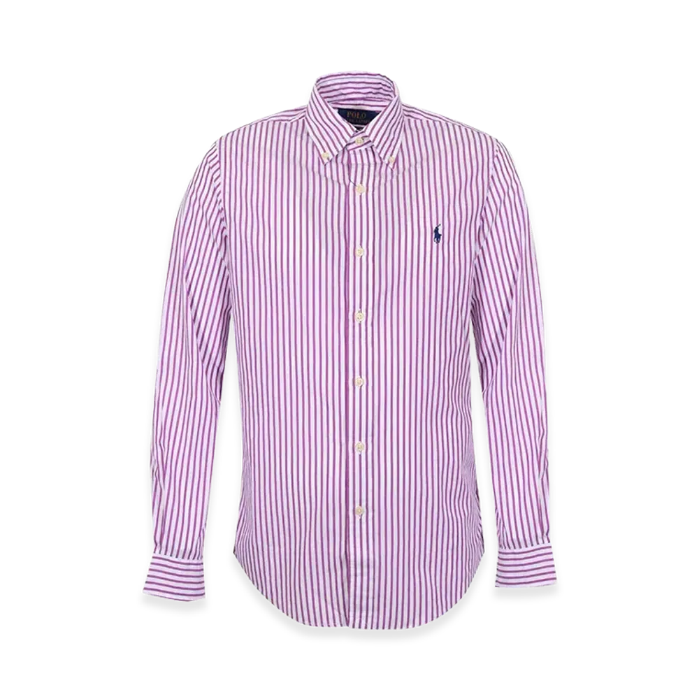 Polo Ralph Lauren Violet Striped Cotton Poplin Shirt "White"
