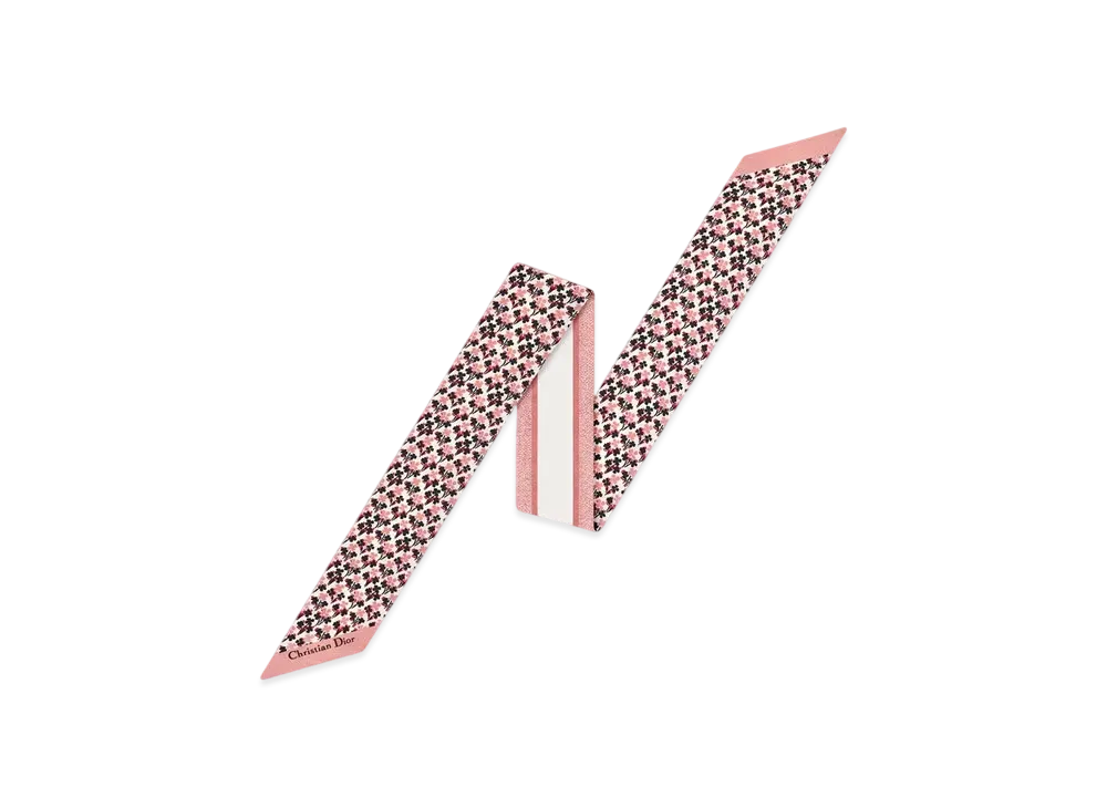 Dior Lucky Dior Clover Mitza Scarf Silk Twill Japan Exclusive "Ivory/Pink/Black"