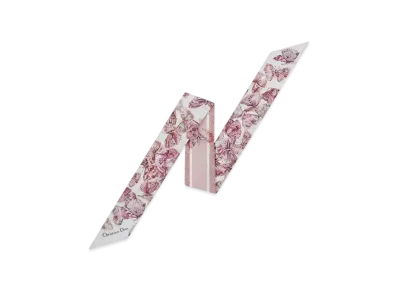 Dior Camo Papillon Mitzah Scarf Silk Jacquard "White/Pale Pink"