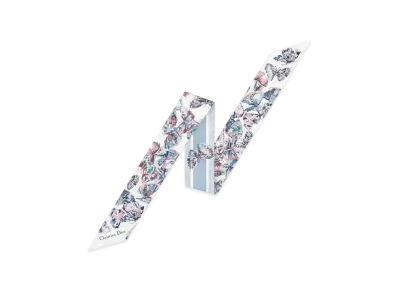Dior Camo Papillon Mitzah Scarf Silk Jacquard "White/Sky Blue"