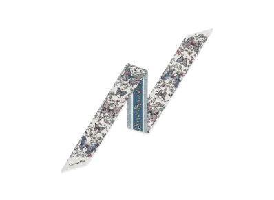 Dior Toile de Jouy Papillon Mitzah Scarf Silk Twill "White/Blue"