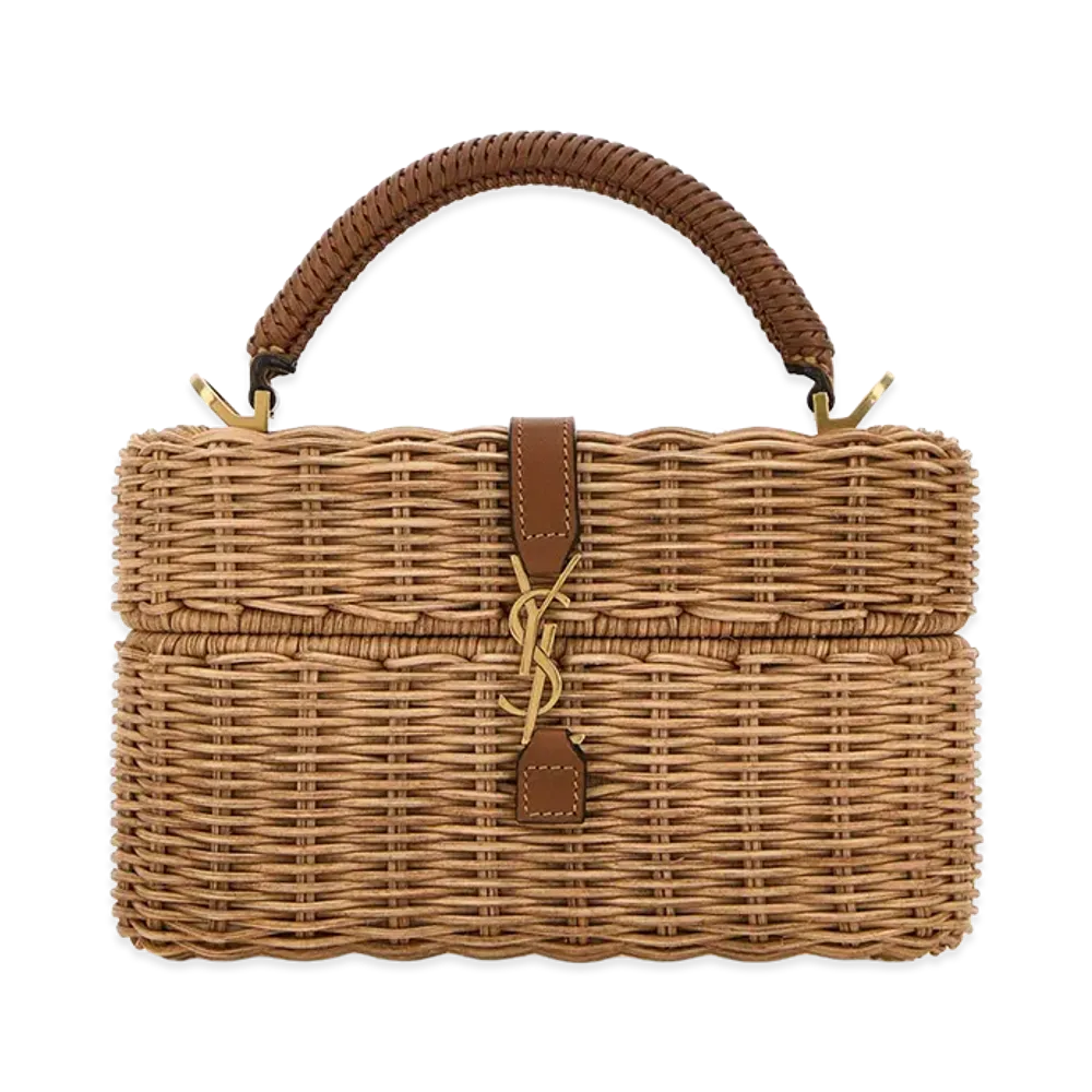 Saint Laurent Women's Wicker Vanity Gaby Handbag "Beige/Tan"