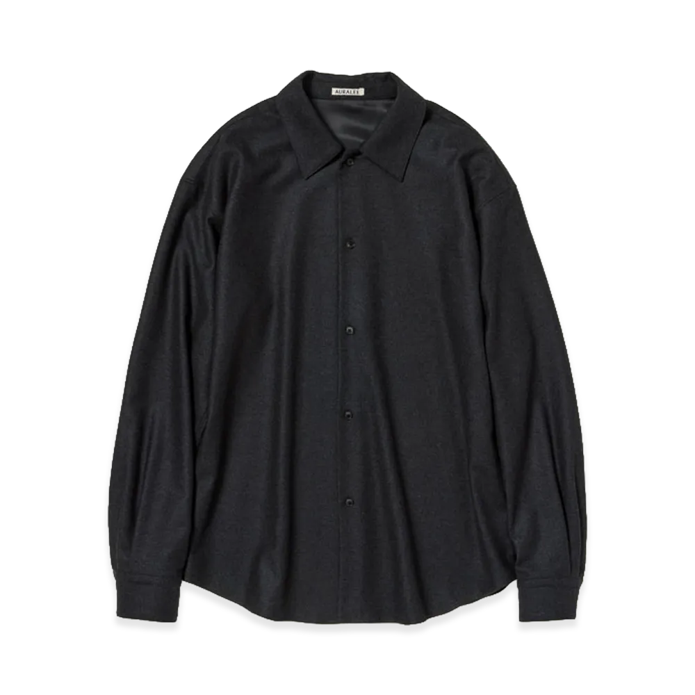 AURALEE Women's Wool Fulling Flannel Shirt "Top Charcoal"