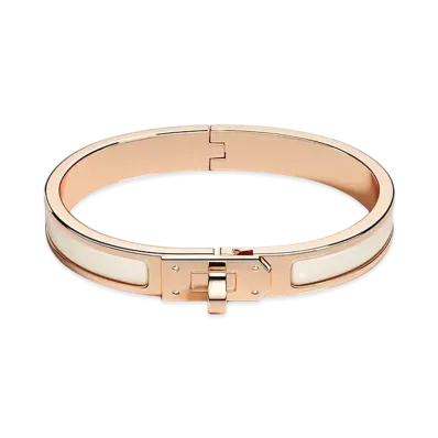 Hermes Mini Clic Kelly Bracelet "Creme/Pink Gold"