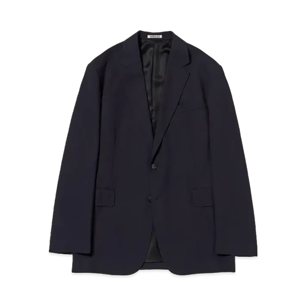 AURALEE Hard Twist Wool Dobby Jacket "Dark Navy"