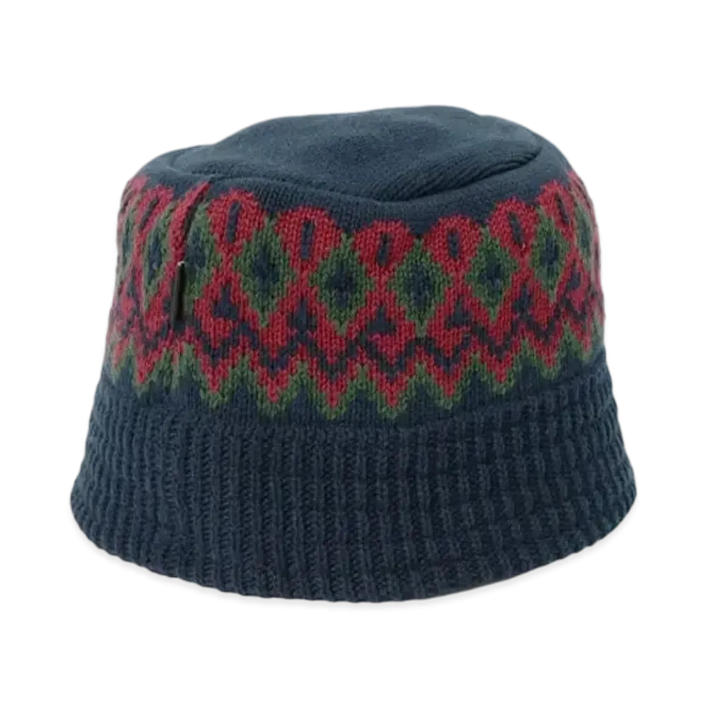 BEAMS Jacquard Knit Bucket Hat "Navy"