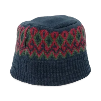 BEAMS Jacquard Knit Bucket Hat "Navy"