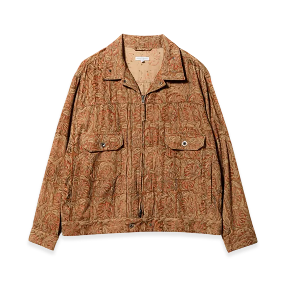 ENGINEERED GARMENTS Trucker Jacket - Floral Printed Corduroy "Brown"