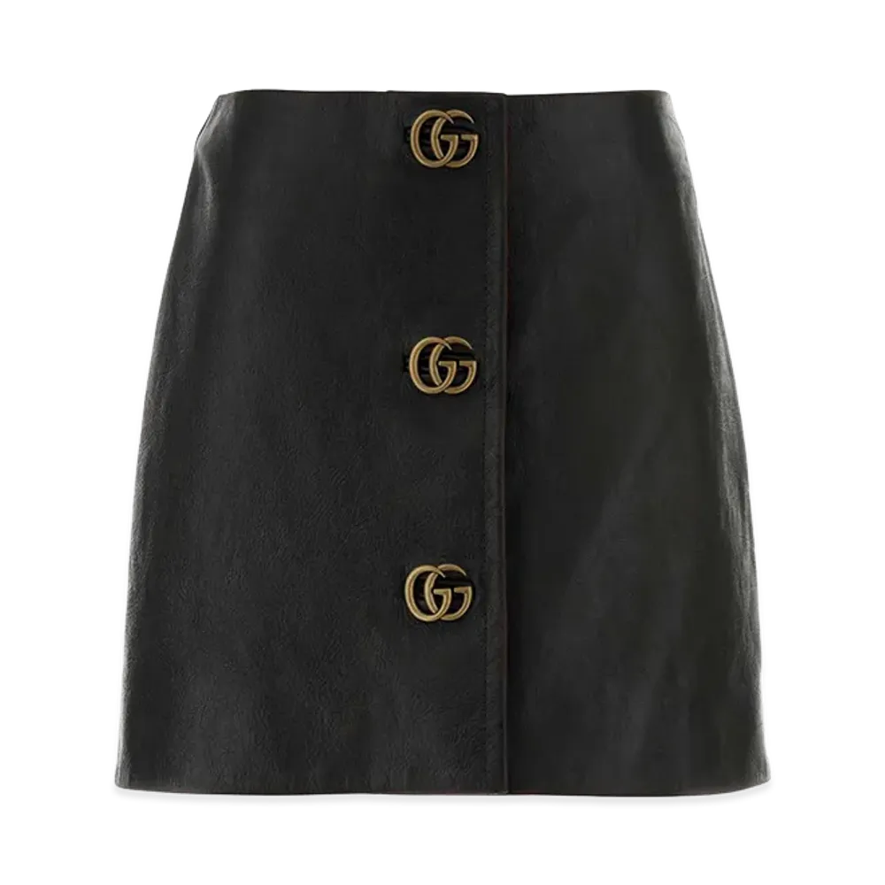 GUCCI Women's Leather Mini Skirt "Black"