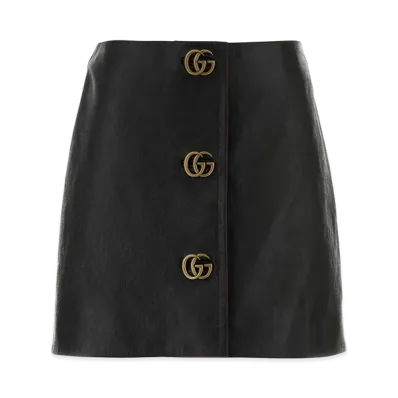 GUCCI Women's Leather Mini Skirt "Black"