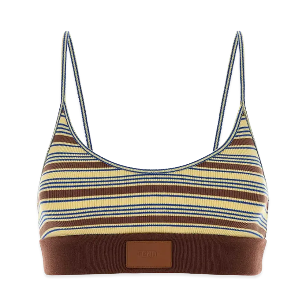 FENDI Women's Embroidered Stretch Cotton Crop-Top "Stripped"