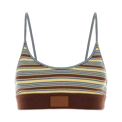 FENDI Women's Embroidered Stretch Cotton Crop-Top "Stripped"