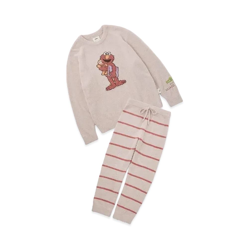 GELATO PIQUE x Sesame Street Motif Jacquard Pullover & Long Pants Set (Homme) "Pink"