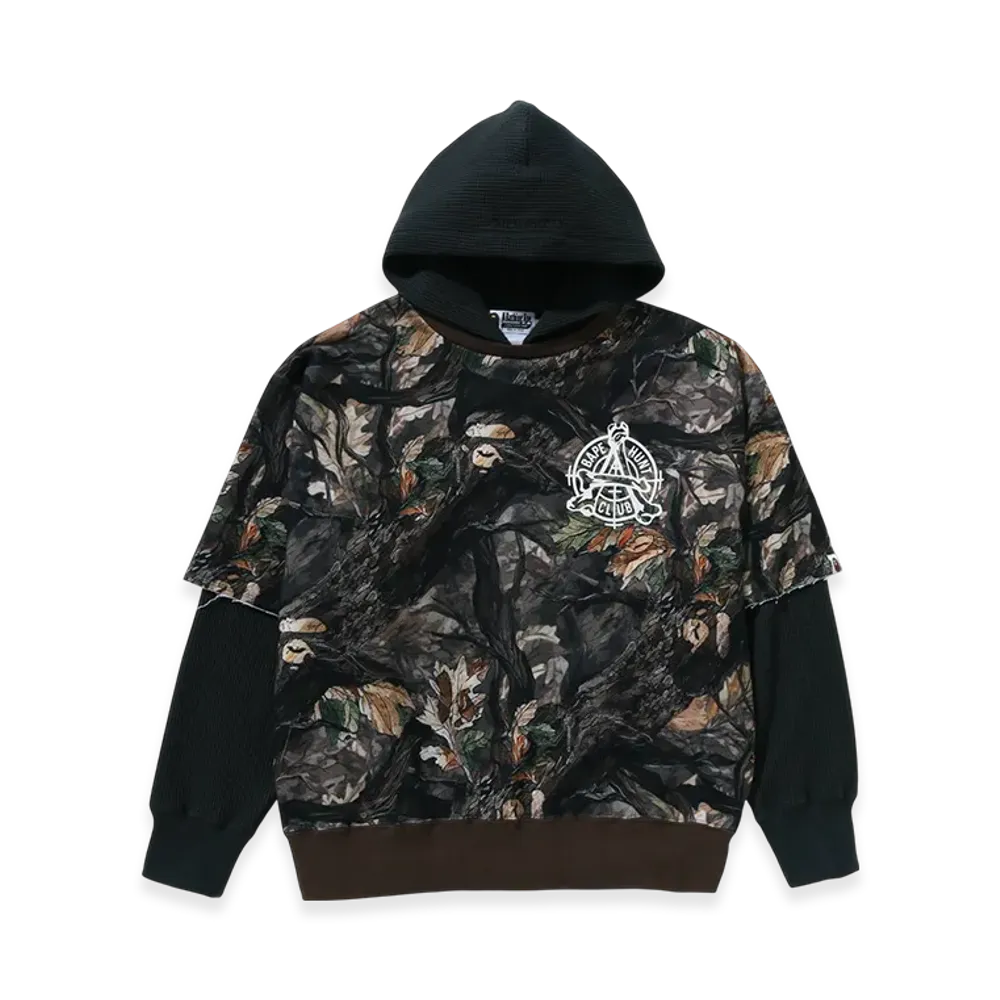 A BATHING APE Tree Edge Camo Layered Pullover Hoodie "Brown"