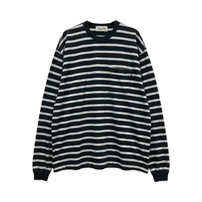 everyone High-Gauge Cotton Border L/S Shirt "Grey"