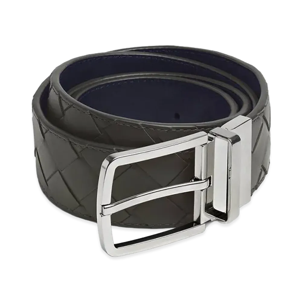 Bottega Veneta Intrecciato Reversible Belt "Graphite/Nocturnal"