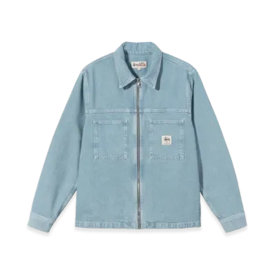 Stussy Denim Zip Up Work Shirt "Stone Wash"