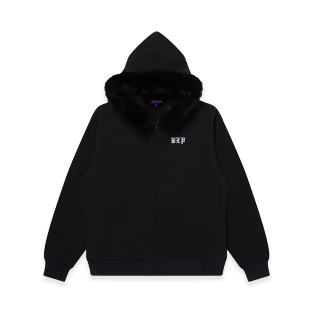 BlackEyePatch 3 Letter OE Fur Hooded Zip Hoodie "Black"