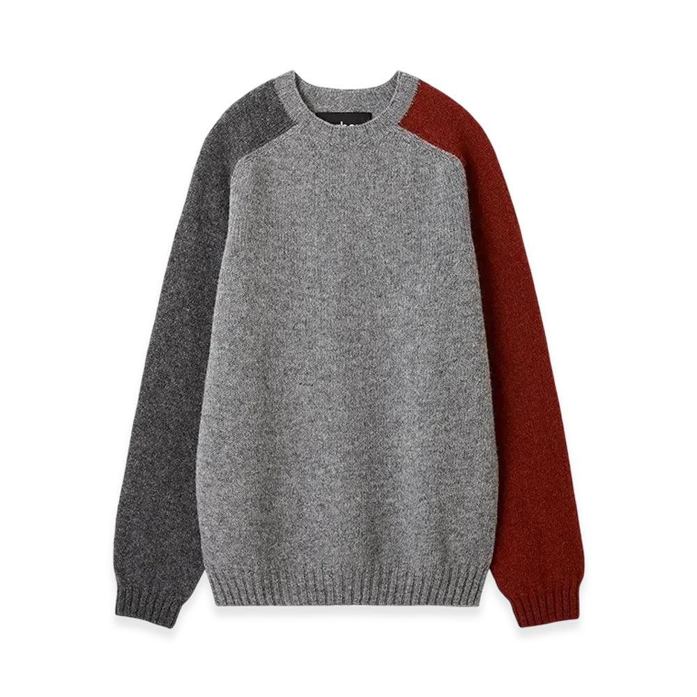 Barbour Color Block Crew Neck Shetland Knit "Grey"