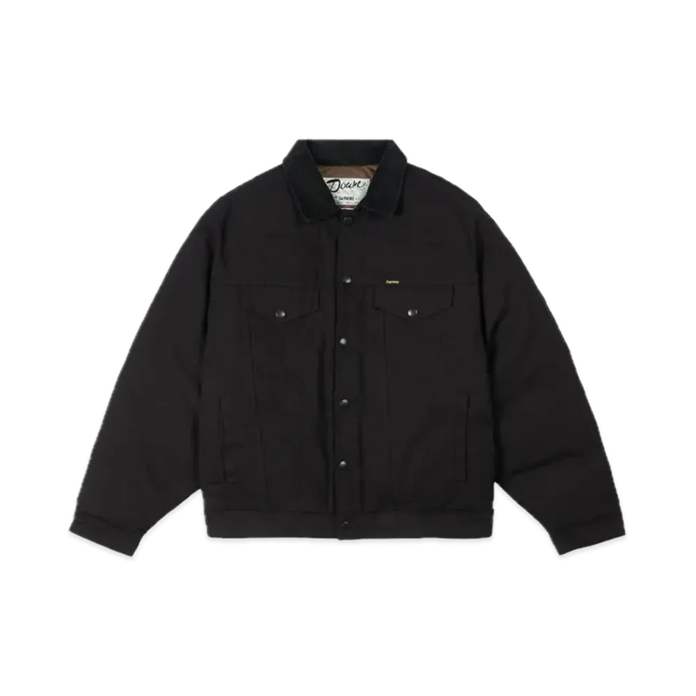 Supreme x Schott Canvas Down Trucker Jacket "Black"