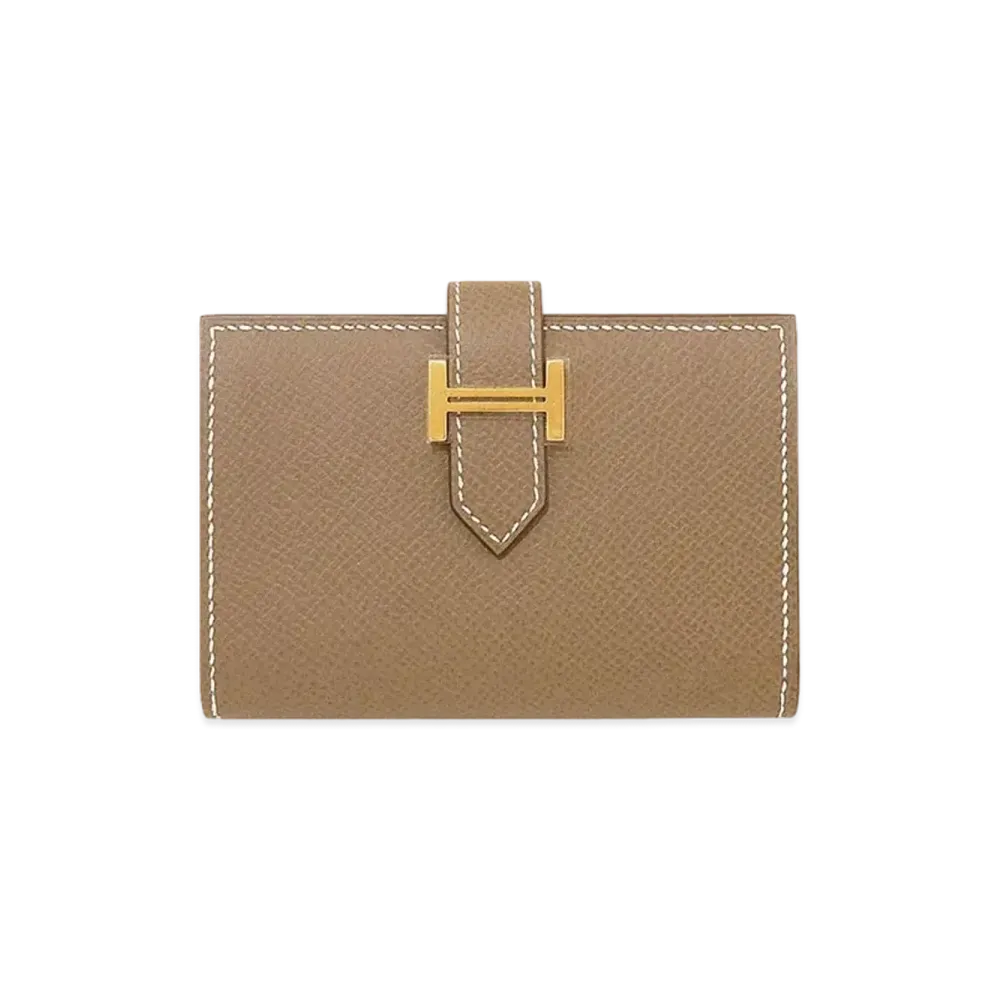 Hermes Bearn Card Case Veau Epsom "Etoupe/Gold"