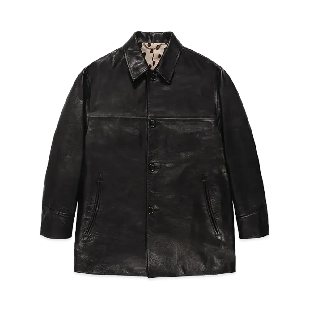 WACKO MARIA Leather Car Coat "Black"