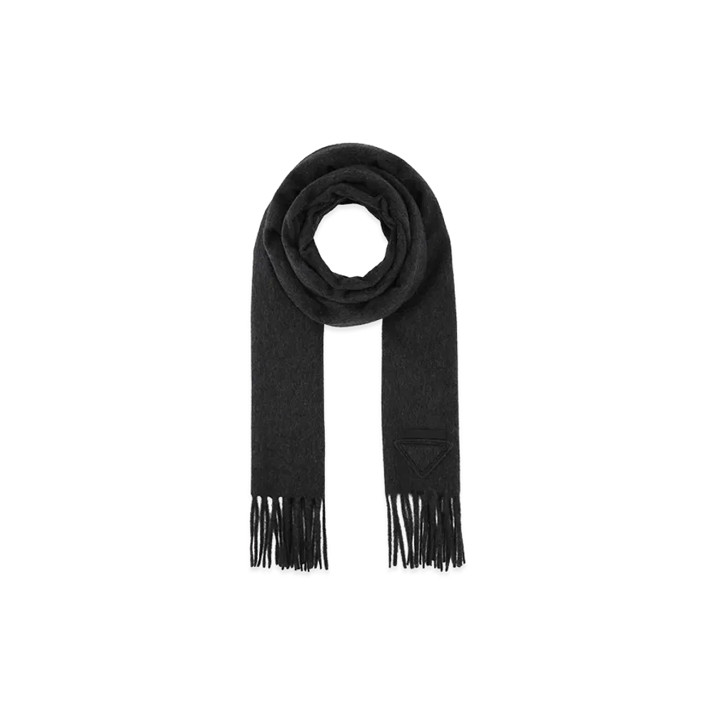 PRADA Women's Cashmere Scarf "Charcoal Gray"