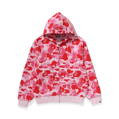 A BATHING APE ABC Camo Heavy Wash Cropped Fit Zip Hoodie "Pink"