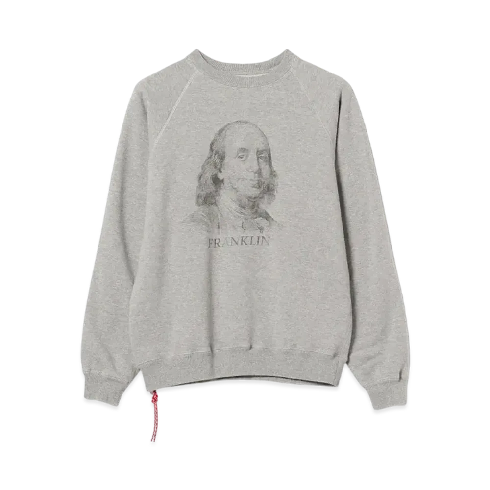 BEAMS Money Men Print Crew Neck Sweats "Gray"