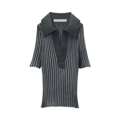 Alexander Wang Superfine Cotton Polo Pullover "Charcoal"
