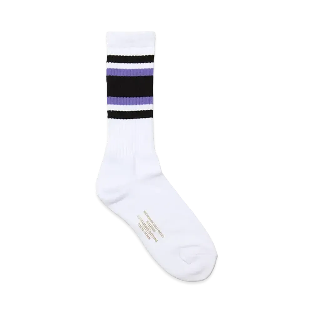 WACKO MARIA Striped Jacquard Socks "White/Purple"