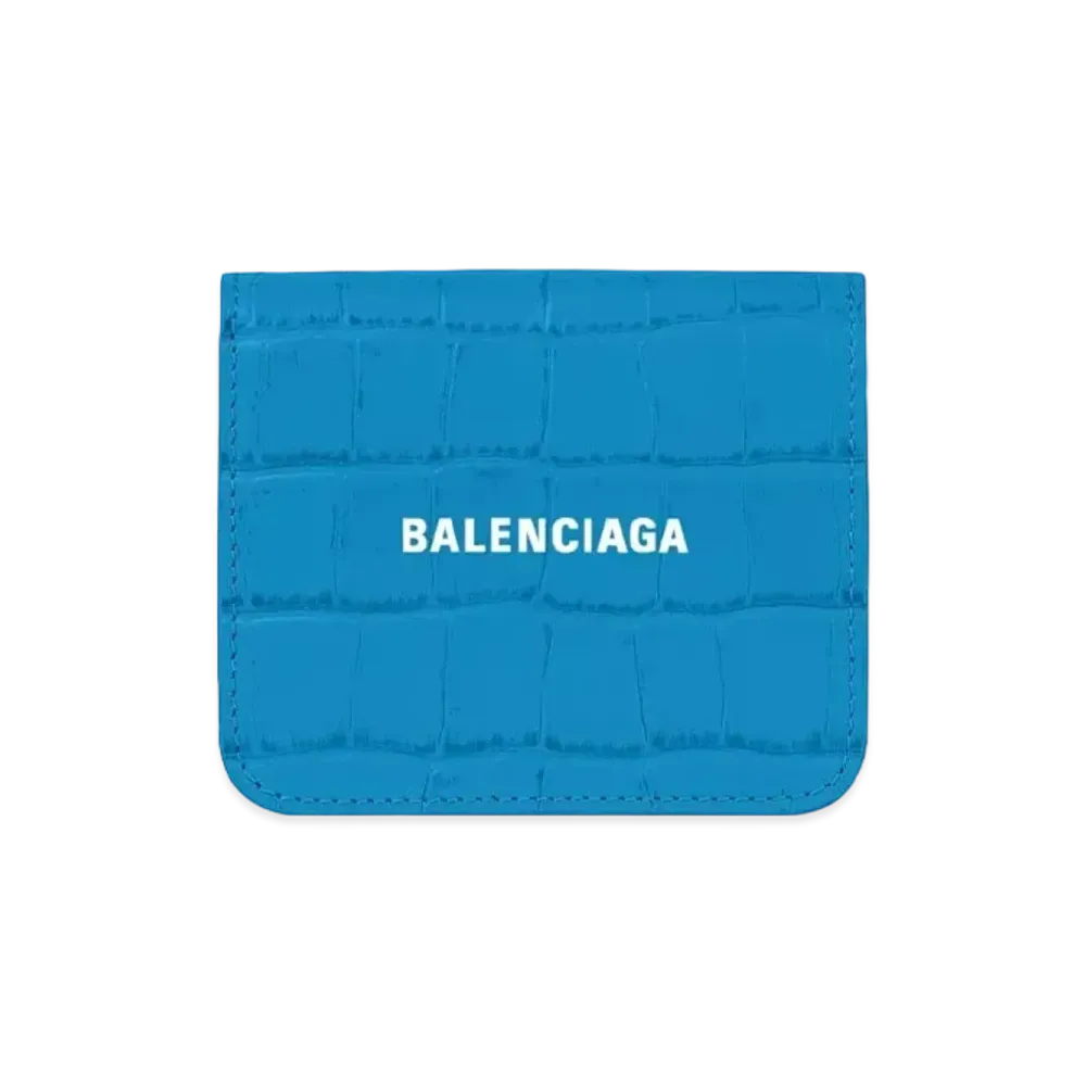 BALENCIAGA Cash Flap Coin And Card Holder "Blue"