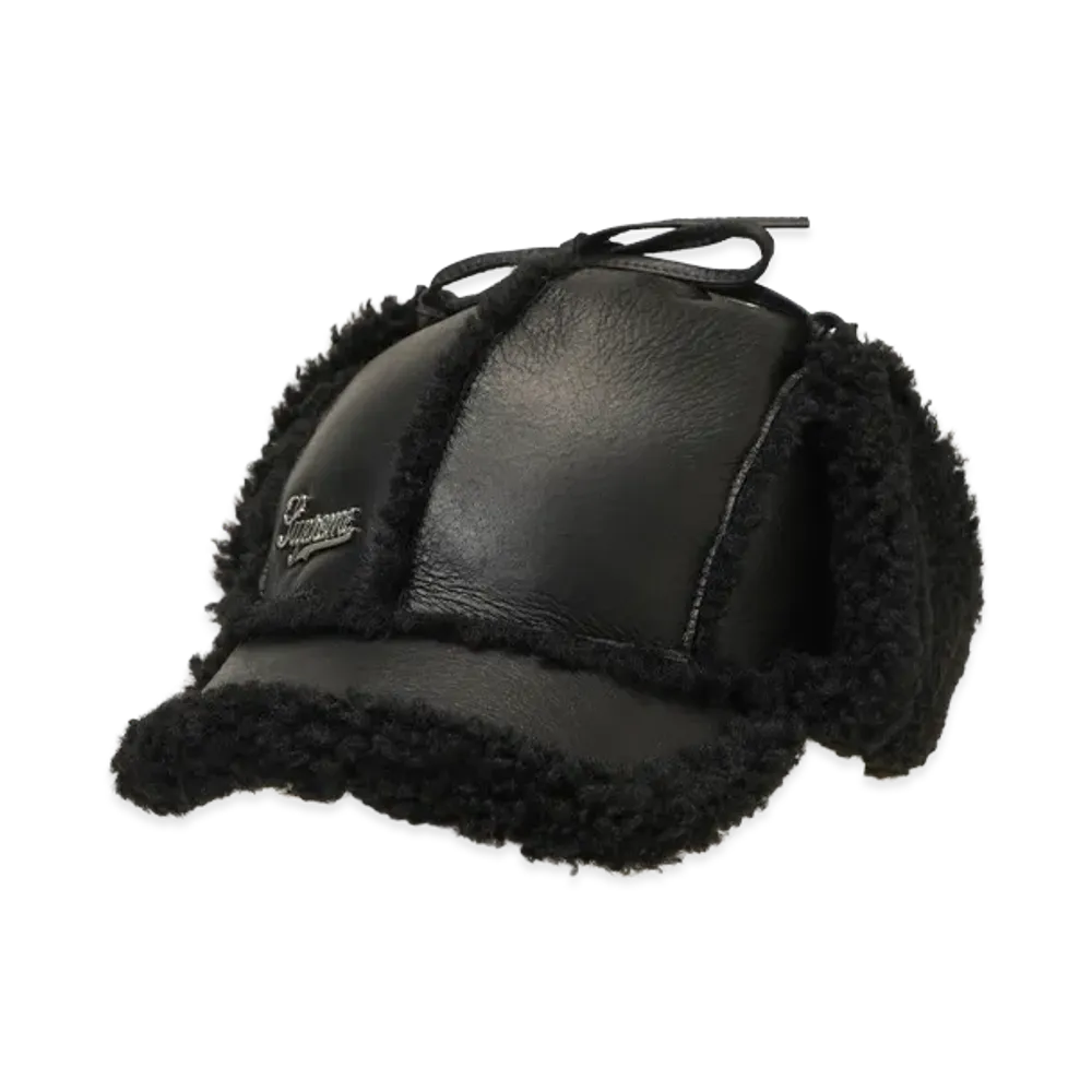 Supreme Shearling Lined Earflap Cap "Black"