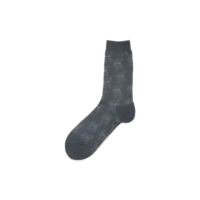 LAD MUSICIAN SOCKS LAD BEAR DRAWING "GRAY x LIGHT GRAY"