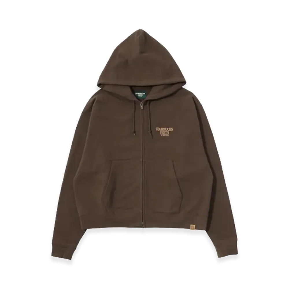 STARBUCKS STAND x BEAMS Logo Zip Hoodie "Brown"