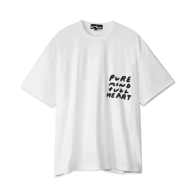 BLACK COMME des GARCONS x Nike Oversize Side Message Print Tee "White"