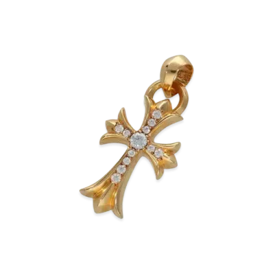 Chrome Hearts 22K Small CH Cross Pave Diamond Charm with Bail "Yellow Gold"