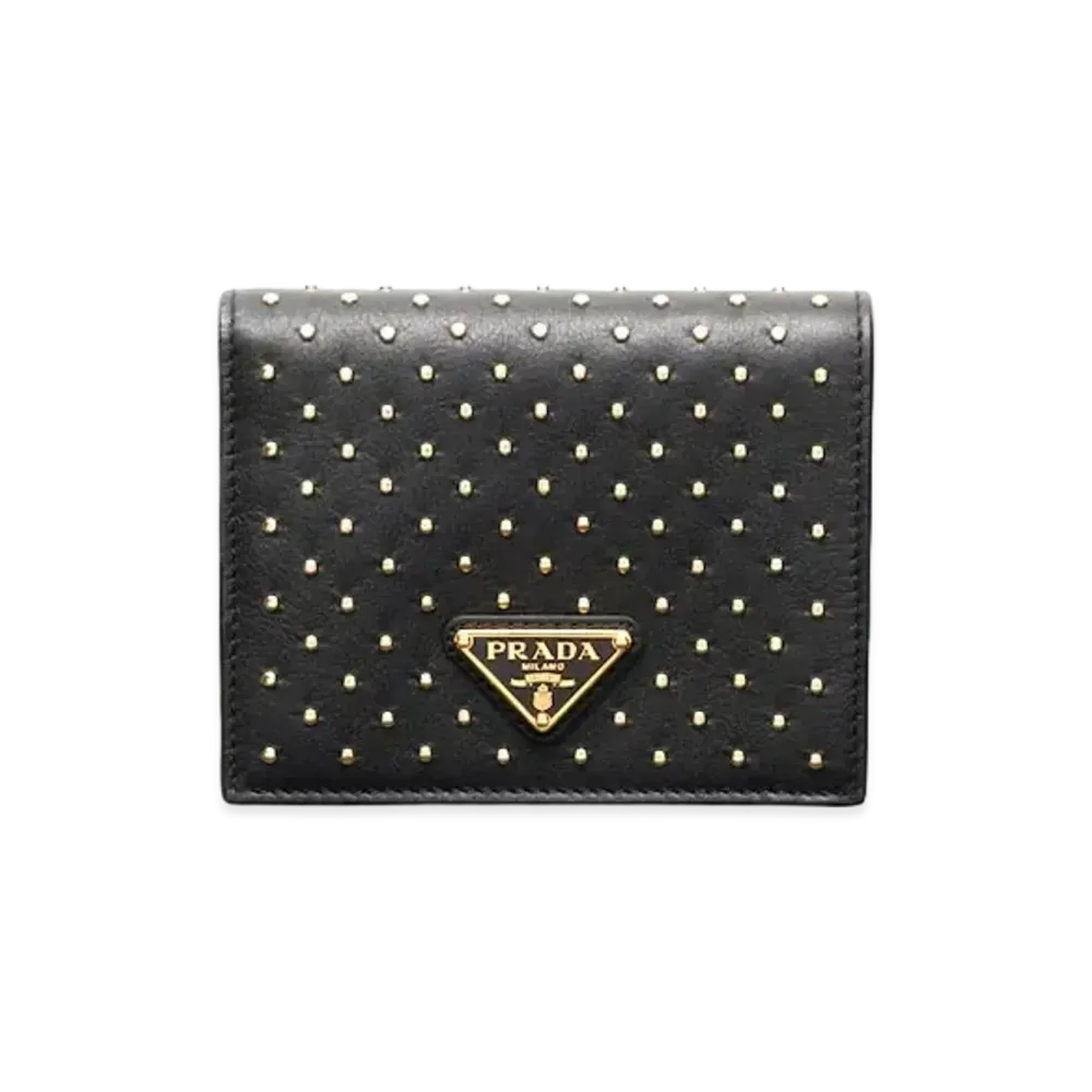 PRADA Small Studded Leather Wallet "Black"
