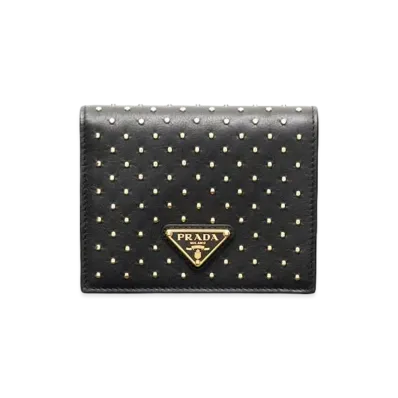 PRADA Small Studded Leather Wallet "Black"