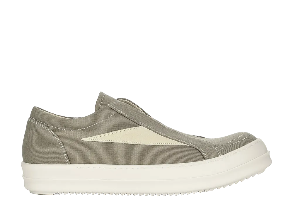Rick Owens DRKSHDW FW26 Tower Laceless Vintage Sneaks 13oz Overdyed Denim and Suede Leather "Mineral/Milk"