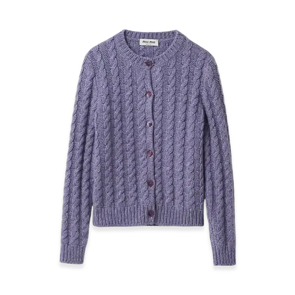 MIU MIU Women's Wool and Cashmere Knit Cardigan "Wisteria"