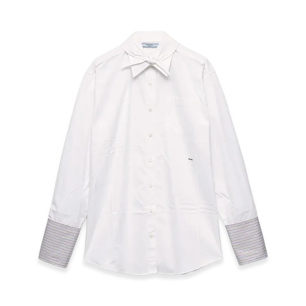 PRADA Women's Contrast Cuffs Shirt "White"